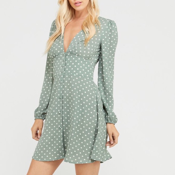 Long Sleeve Empire Waist button front Mini Dress - Picture 5 of 8